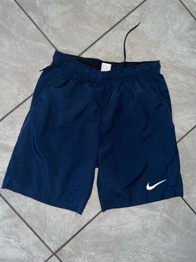 Nike Men's Navy Athletic Shorts with White Swoosh